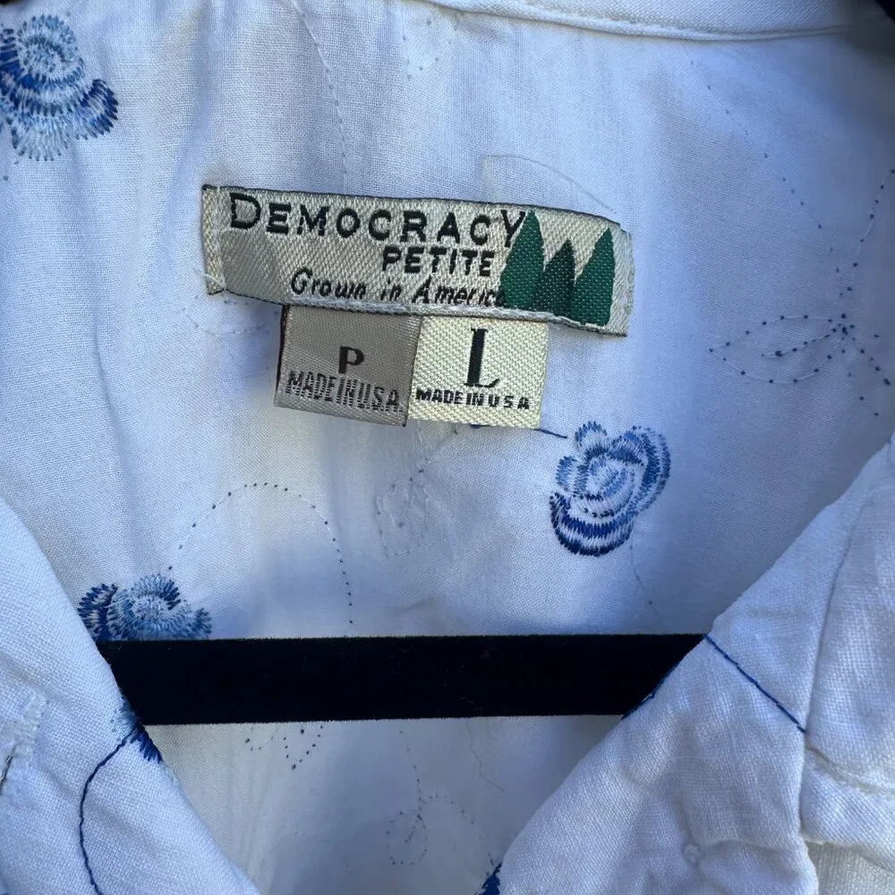 Vintage Embroidered Linen/Cotton Shirt Jacket Button Front – Petite L - Picture 3 of 5